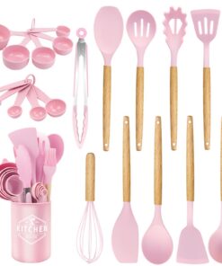 Küchenhelfer Set aus Silikon: 22-teilig, hitzebeständig & antihaftbeschichtet, ideal für Lebensmitteldurchschneidung, H