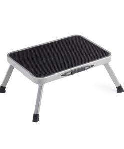 SONGMICS Tritthocker Klapptritt aus Stahl, rutschfest bis 150 kg belastbar, 32 x 44 x 17,5 cm grau GSL001G01