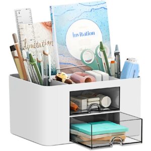 PAMIYO Multifunktional Schreibtisch Organizer Weiß für Zuhause Schule Multifunktionales Kunststoff"text" Schreibtischsys