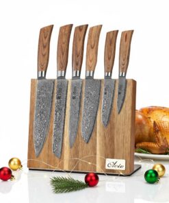 Wakoli EDIB Pro Messer Set - magnetischer Messerblock | 6-teilige Küchenmesser aus 67 Lagen Damaststahl | Ideal für Flei
