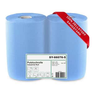 Saugstarke Papierrolle 2 x blaue 1000 Blatt 37x36 cm für Industrie, Werkstatt und Restaurant | Industriefeuchte mit perf