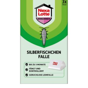 Nexa Lotte Silberfischchen Falle - hochwirksam, insektizidfrei, ideal für Küche und Bad, 3 Stück, bis zu 3 Monate Schutz