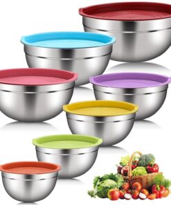 **DaiWeier Edelstahl Schüssel Set für Kitchens – 7 sch IMessageige Utensiliensätze, stapelbar, unverzichtbares Kochen,