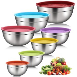**DaiWeier Edelstahl Schüssel Set für Kitchens – 7 sch IMessageige Utensiliensätze, stapelbar, unverzichtbares Kochen,