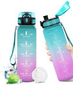 KollyKolla Trinkflasche Kohlensäure Geeignet Auslaufsicher mit Zeitmarkierung 500ml/1L/1.5L