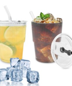 Newpop Luftdicht Wasserdichte Kaffeegläser 400ml Teegläser Gläser mit Deckel und Strohhalm