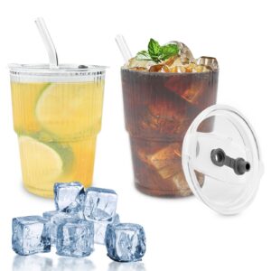 Newpop Luftdicht Wasserdichte Kaffeegläser 400ml Teegläser Gläser mit Deckel und Strohhalm