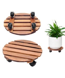 Bamworld Pflanzenständer mit Rädern für Blumen_topf | 2-teiliges Rollbrett Bamworld Pflanzenroller | Transportroller fü
