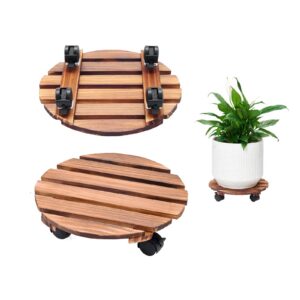 Bamworld Pflanzenständer mit Rädern für Blumen_topf | 2-teiliges Rollbrett Bamworld Pflanzenroller | Transportroller fü
