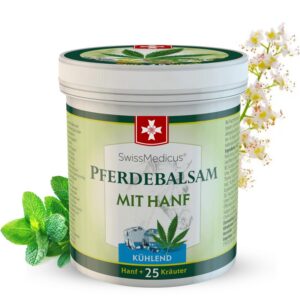 SwissMedicus Pferdebalsam mit Hanf - Kühlende Wirkung für Muskeln & Gelenke - 500 ml - Naturally Effective Gel - 25 Natu