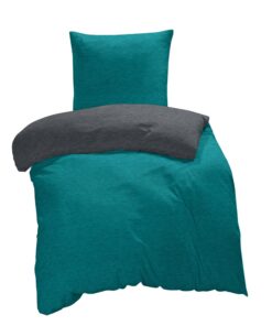 One-Home Winter Bettwäsche Petrol/Anthrazit 2 Teilig 135x200 cm Kuschelig FlauschigWarm Flanell Modern