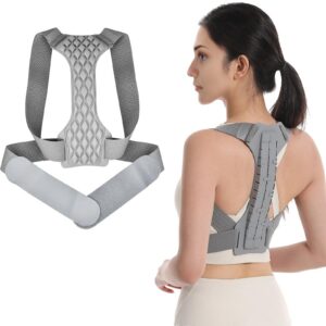 EOPUOZS Haltungskorrektur Rücken Geradehalter Damen Herren, Verstellbarer Schultergurt, Back Posture Corrector, Grau (S)
