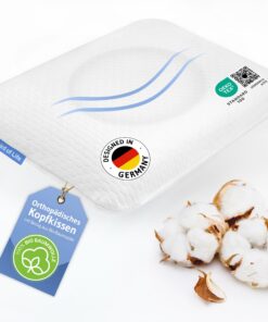 Orthopädisches Kissen ELORA Ergonomisches HWS-Nackenkissen, Memory Foam Kopfkissen, 100% Bio-Baumwolle Bezug, ideal für