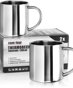 Com-Four® Thermobecher - Isolierbecher doppelwandig - für Outdoor-Liebhaber - spülmaschinengeeignet (350ml) Com-Four®