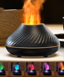 Flammen Aroma Diffuser SchwarzFür Zuhause und BüroMit 7-farbigem NachtlichtLuftbefeuchter HumidifierRaumduft und Ätheris