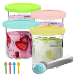 Kamanan Creami Behälter für Ninja Creami Eismaschine 4 Stück 800ML mit Löffel & Ersatz für NC501EU NC500EU Kamanan Cre