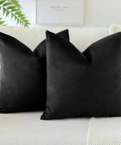 JOTOM Samt Kissenbezug für Sofa und Schlafzimmer - Wohnzimmerdekoration - 2er Set 60x60 cm - Schwarz