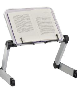 Relaxdays höhenverstellbarer Buchständer, klappbar, ideal für Buch und Tablet, weiß/Silber B x T: 30,5 x 24 cm