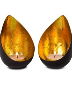 ROMINOX Weihnachtsgeschenk Teelicht-Set – 2-teilig, strahlend goldener Kerzenschein, Weihnachten; Grillparty; Valentinst