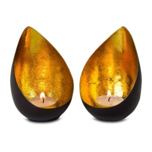 ROMINOX Weihnachtsgeschenk Teelicht-Set – 2-teilig, strahlend goldener Kerzenschein, Weihnachten; Grillparty; Valentinst