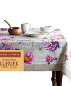 Maison d' Hermine Quadratische Tischdecke 100 % Baumwolle - Geschenk für Muttertag, Ideal für Partys und Hochzeiten, OEK