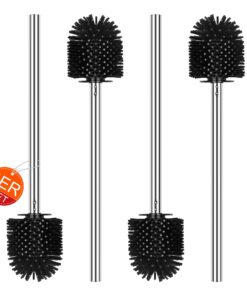 4er Set Silikon Klobürsten Ø 7 cm Schwarz mit Edelstahlstiel - WC-Bürste Toilettenbürste Ersatz