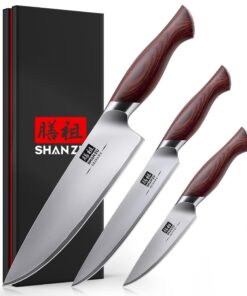 Shan Zu OKINAWA Series Ultrascharfes Küchenmesserset 3-teilig - Ultrascharfe Kochmesser und Allzweckmessers für Profien