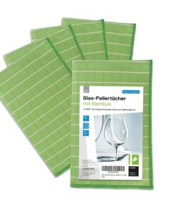 POLYCLEAN 5X Bambustuch – Glas-Poliertuch mit Bambusfasern – Ideal für Fensterputzen und Scheibenreinigung (60x40 cm, 5
