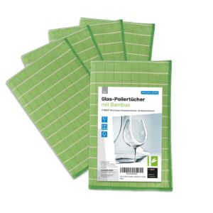 POLYCLEAN 5X Bambustuch – Glas-Poliertuch mit Bambusfasern – Ideal für Fensterputzen und Scheibenreinigung (60x40 cm, 5