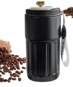 Isolierte Wasserflasche Edelstahl 400ml - Temperaturanzeige, Vakuumflasche, Trageschlaufe | Büro, Outdoor, Sport - Therm