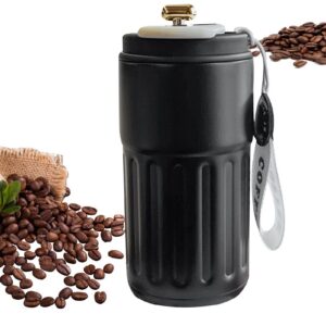 Isolierte Wasserflasche Edelstahl 400ml - Temperaturanzeige, Vakuumflasche, Trageschlaufe | Büro, Outdoor, Sport - Therm