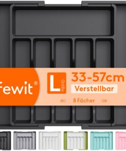 Lifewit erweiterbare Besteckschublade für Küche, Schwarz, 38 cm Tiefe, Schubladen Organizer für Besteck, Geschirr und Lö