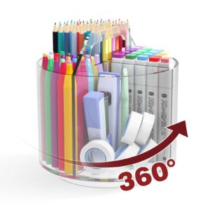 Absonic 360° drehbarer Stiftebehälter für Kinder, Schreibtisch-Organizer/Aufbewahrung, 4 Fächer Acryl-Schreibtisch-Organ