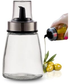 PARENCE.- Ölflasche 200 ml mit Ausgießkappe – Präzises und tropffreies Ausgießen – Behälter für Öl, Essig, Soße – Glas-