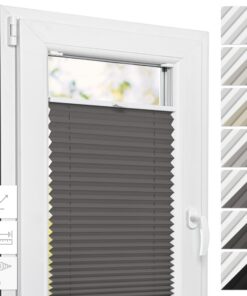 Estika Thermo Plissee mit Bohren - Dichte Fensterrollos - Grau Farbe - 70 cm x 200 cm - Blickdicht und Verdunklungsfähig