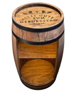 weeco Weinschrank XL LED Bar Schränk mit Geburtstagsgravur - Vintage Fass Minibar Wohnzimmer