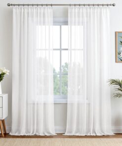 EMEMA Transparente Gardine vor Wohnzimmer und Schlafzimmer - Weiss - 260x140cm