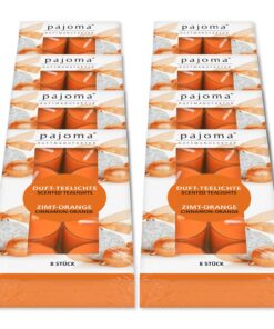 pajoma® Teelichte 8er Pack Zimt - Orange | Premium Qualität für Deko und Gastronomie | ca. 4 Stunden Brenndauer |_polyca