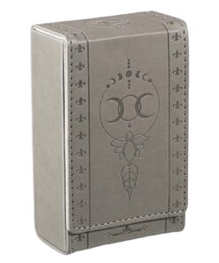 SUMTree Tarotkarte Aufbewahrungsbox Mondphase Oracle Kartengepäck PU-Leder Grau Tagesorganizer (8,2x4,5x13,5cm)