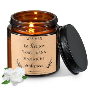 Sinmoe Trauerkerzen mit Spruch "Was Man im Herzen Trägt" Duftkerze im Glas für Lieblingsmenschen Beileid Geschenke aus S