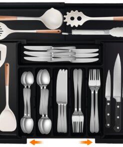 Erweiterbarer Großer Besteckkasten für Küchenschubladen – Verstellbarer Trenneinsatz aus Kunststoff