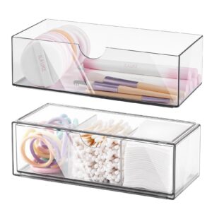 Ilauke 2er-Set Acryl Schubladen Organizer - Bruchsicher, Stapelbar & leicht entleerbar - perfekt für Schminktisch, Bade