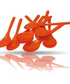 Kerafactum Orange Teelöffel | 10 Kunststofflöffel für Familie |Ideal für Essenszubereitung und Trockenfutter servieren |