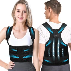 NATNAV Verstellbare Posture Corrector Rücken.Buffered Haltungskorrektur für Herren und Damen - Atemaktiver Rückengurt -