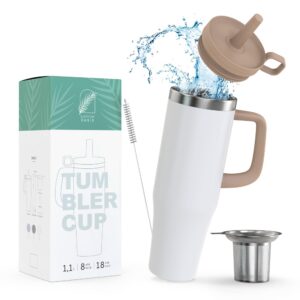 Everyday Oasis® Tumbler Cup - Auslaufsicherer Thermobecher mit Strohhalm und Teesieb I 1180 ml Kaffee- und Teebecher to