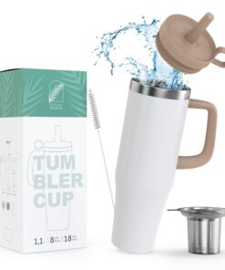 Everyday Oasis® Tumbler Cup - Auslaufsicherer Thermobecher mit Strohhalm und Teesieb I 1180 ml Kaffee- und Teebecher to