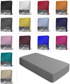 One-Home Jersey Spannbettlaken weich 100% Baumwolle Rundumgummi, Maße 90-100 x 200 cm Grau