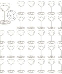 30 Stück Silber Herzförmige Tischkartenhalter, Fotohalter mit Klammern, für Hochzeiten und Partys (Herzförmig) Herzför