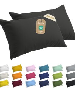 Lavea® 2er Set Anthrazit Kissenbezüge - 100% Baumwolle Jersey - OekoTex Zertifiziert - Sicherer Reißverschluss - Sparpac