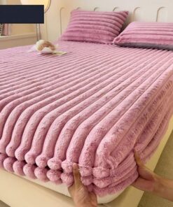 Premium Velvet Spannbettlaken Set - 200x200 cm mit 2 Kissenbezügen 50x75 cm, lavendelfarben, perfekt für Doppelbetten un